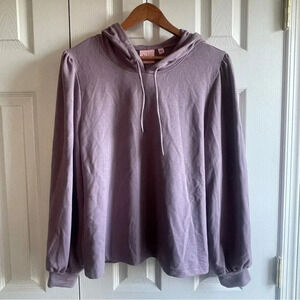 Flex Time Cozy Light Purple Puff-Sleeve Hoodie - Size L